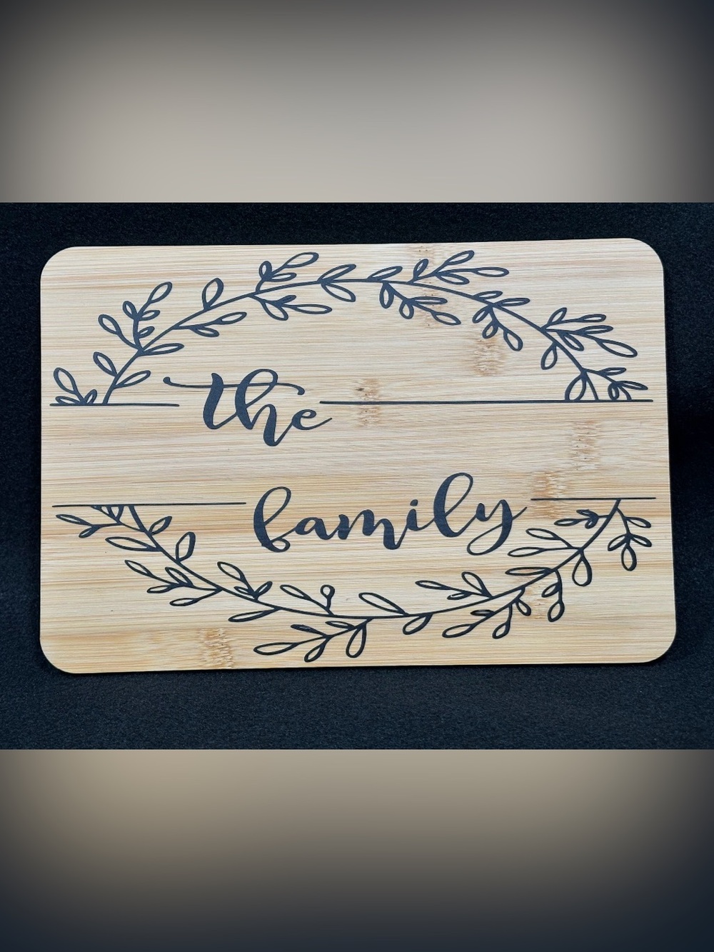 Wooden Family Sign - Natural Bamboo with Black Script